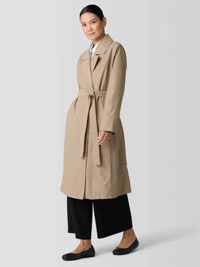 Eileen Fisher Light Cotton Nylon Trench Coat In Biscuit