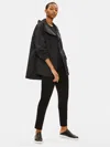 Eileen Fisher Light Organic Cotton Nylon Hooded Coat In Black