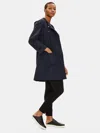 Eileen Fisher Light Organic Cotton Nylon Hooded Long Coat In Blue