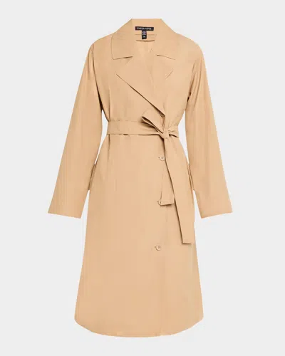 Eileen Fisher Lightweight Belted Trench Coat In Biscuit