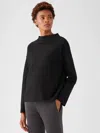Eileen Fisher Lightweight Boiled Wool Box-top In Responsible Wool In Black