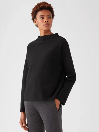 Eileen Fisher Lightweight Boiled Wool Box-top In Responsible Wool In Black