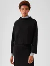 Eileen Fisher Lightweight Boiled Wool Boxy Top In Responsible Wool In Black