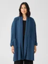 Eileen Fisher Lightweight Boiled Wool Coat In Blue
