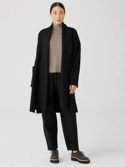Eileen Fisher Lightweight Boiled Wool Coat In Responsible Wool In Black