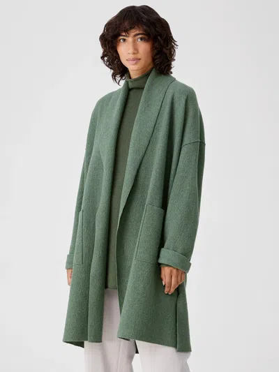 Eileen Fisher Lightweight Boiled Wool Coat In Responsible Wool In Green