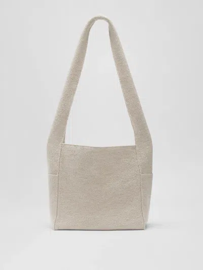 Eileen Fisher Lightweight Boiled Wool Crossbody Bag In Responsible Wool In Neutral