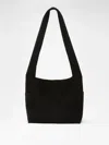 Eileen Fisher Lightweight Boiled Wool Crossbody Bag In Responsible Wool In Black