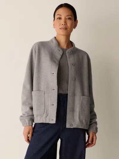 Eileen Fisher Lightweight Boiled Wool Flight Jacket In Regenerative Wool In Twine