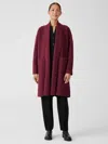 Eileen Fisher Lightweight Boiled Wool High Collar Coat In Regenerative Wool In Multi