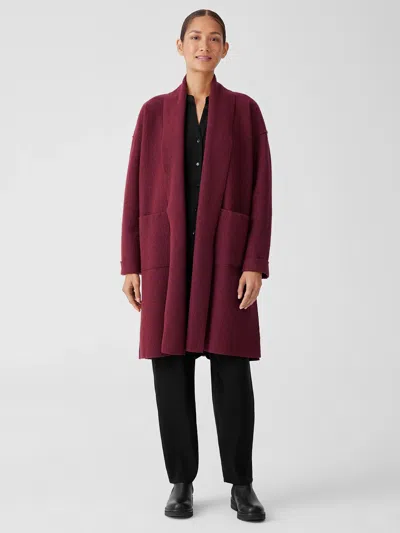 Eileen Fisher Lightweight Boiled Wool High Collar Coat In Regenerative Wool In Multi