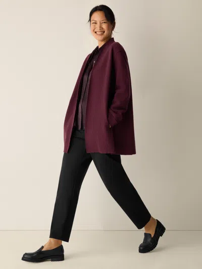 Eileen Fisher Lightweight Boiled Wool High Collar Jacket In Regenerative Wool In Brown