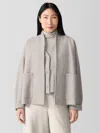 Eileen Fisher Lightweight Boiled Wool High Collar Jacket In Regenerative Wool In Gray