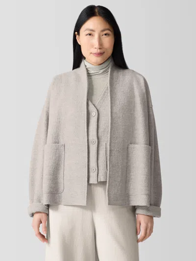 Eileen Fisher Lightweight Boiled Wool High Collar Jacket In Regenerative Wool In Gray