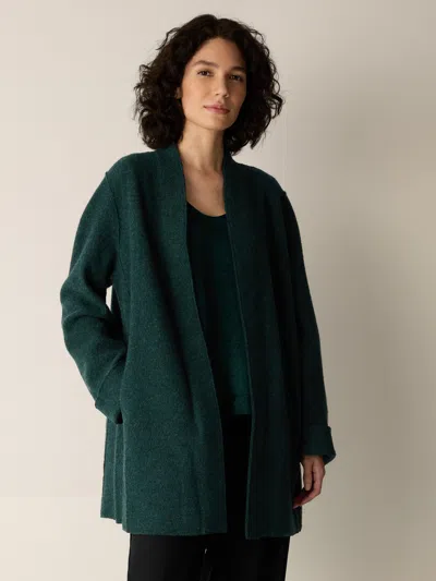 Eileen Fisher Lightweight Boiled Wool High Collar Jacket In Regenerative Wool In Kelp