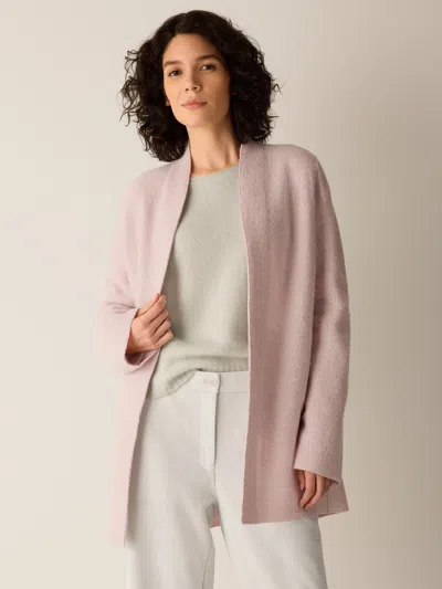Eileen Fisher Lightweight Boiled Wool High Collar Jacket In Regenerative Wool In Pearlescent