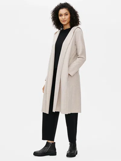 Eileen Fisher Lightweight Boiled Wool Hooded Jacket In Neutral