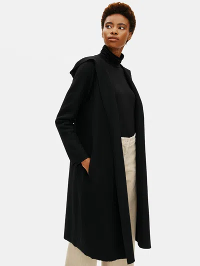 Eileen Fisher Lightweight Boiled Wool Hooded Jacket In Black