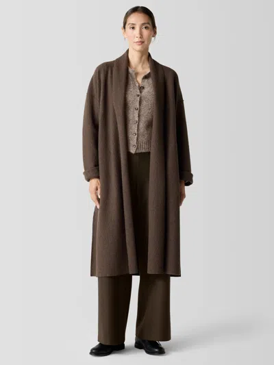 Eileen Fisher Lightweight Boiled Wool Icon Coat In Regenerative Wool In Brown