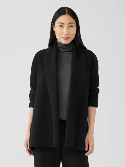 Eileen Fisher Lightweight Boiled Wool Jacket In Black