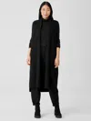 Eileen Fisher Lightweight Boiled Wool Long Vest In Responsible Wool In Black