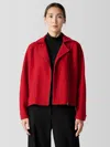 Eileen Fisher Lightweight Boiled Wool Motorcycle Jacket In Regenerative Wool In Red