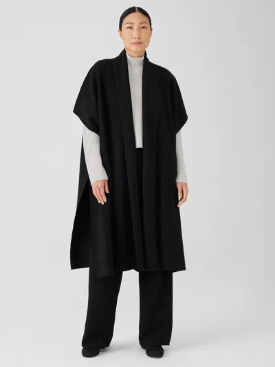 Eileen Fisher Lightweight Boiled Wool Serape In Regenerative Wool In Black