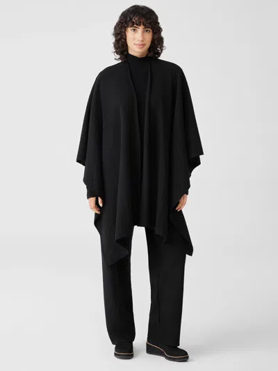Eileen Fisher Lightweight Boiled Wool Serape In Responsible Wool In Black