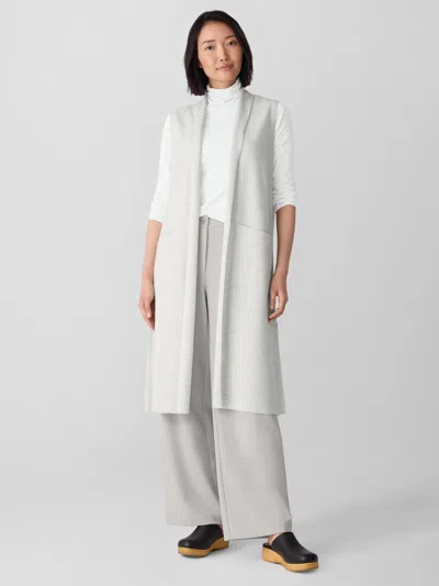 Eileen Fisher Lightweight Boiled Wool Shawl Collar Vest In Regenerative Wool In Sea Salt