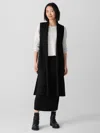 Eileen Fisher Lightweight Boiled Wool Shawl Collar Vest In Regenerative Wool In Black