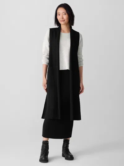 EILEEN FISHER LIGHTWEIGHT BOILED WOOL SHAWL COLLAR VEST IN REGENERATIVE WOOL