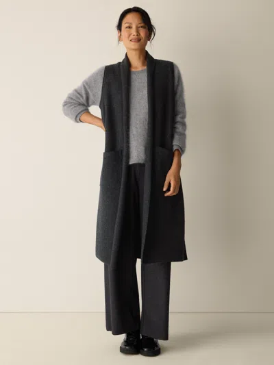 Eileen Fisher Lightweight Boiled Wool Shawl Collar Vest In Regenerative Wool In Gray