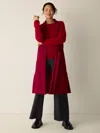 Eileen Fisher Lightweight Boiled Wool Shawl Collar Vest In Regenerative Wool In Red