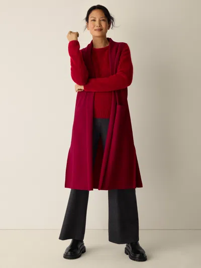 Eileen Fisher Lightweight Boiled Wool Shawl Collar Vest In Regenerative Wool In Red