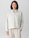 Eileen Fisher Lightweight Boiled Wool Stand Collar Jacket In Regenerative Wool In Gray