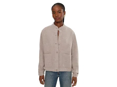 Eileen Fisher Lightweight Boiled Wool Stand Collar Jacket Women's Jacket Twine: Xs In Neutral