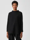 Eileen Fisher Lightweight Boiled Wool Top In Responsible Wool In Black