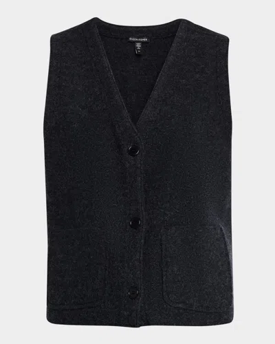 Eileen Fisher Lightweight Boiled Wool Vest In Charcoal