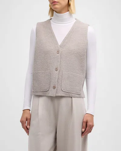 Eileen Fisher Lightweight Boiled Wool Vest In Beige