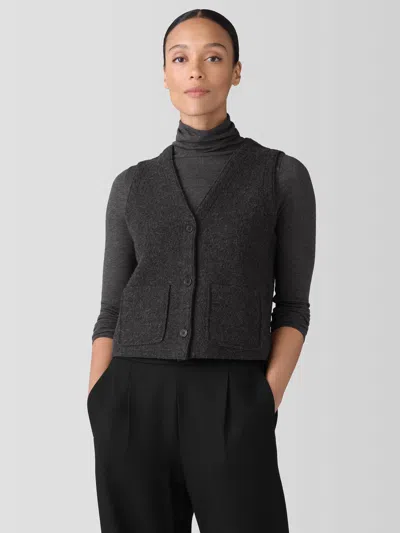 Eileen Fisher Lightweight Boiled Wool Vest In Regenerative Wool In Charcoal