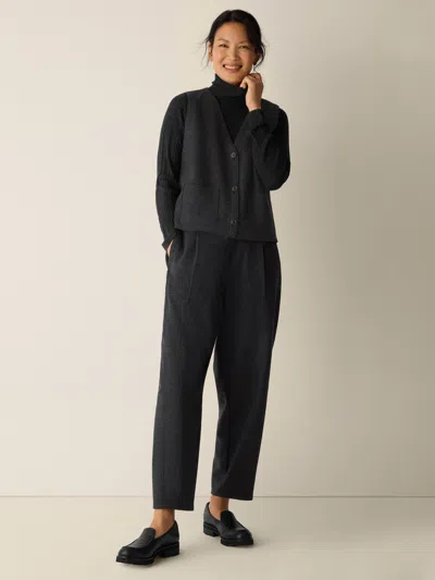 Eileen Fisher Lightweight Boiled Wool Vest In Regenerative Wool In Charcoal