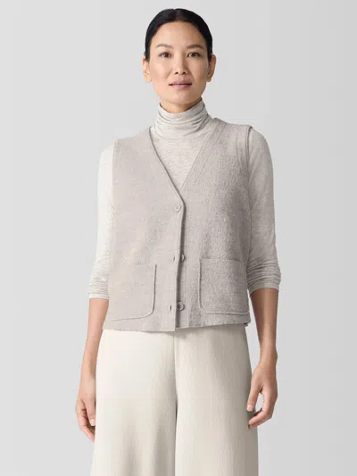 Eileen Fisher Lightweight Boiled Wool Vest In Regenerative Wool In Dove