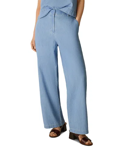 Eileen Fisher Lightweight Cotton High Rise Wide Leg Pants In Blue