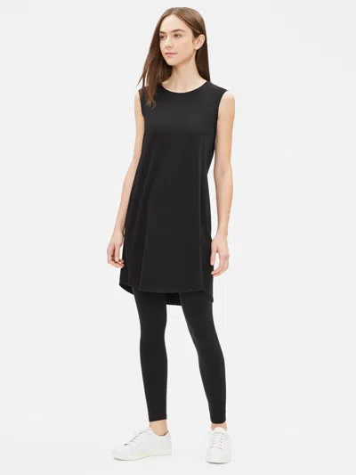 Eileen Fisher Lightweight Cotton Stretch Jersey Ankle Leggings In Black