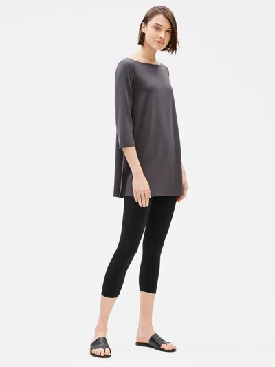 Eileen Fisher Lightweight Cotton Stretch Jersey Cropped Leggings In Black