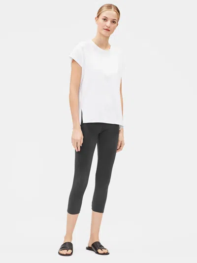 Eileen Fisher Lightweight Cotton Stretch Jersey Cropped Leggings In White