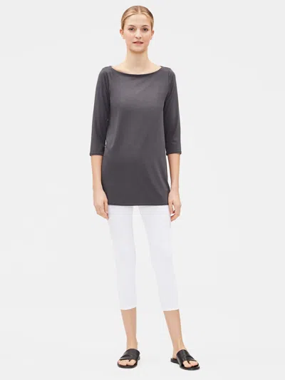 Eileen Fisher Lightweight Cotton Stretch Jersey Cropped Leggings In White