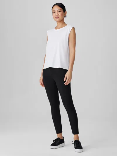Eileen Fisher Lightweight Cotton Stretch Jersey Leggings In White