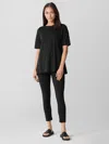 Eileen Fisher Lightweight Cotton Stretch Jersey Leggings In Black