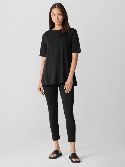 Eileen Fisher Lightweight Cotton Stretch Jersey Leggings In Black
